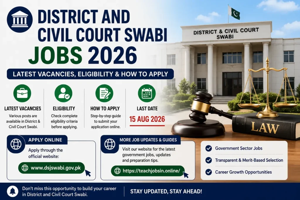 District and Civil Court Swabi Jobs 2026 Latest Vacancies, Eligibility & How to Apply