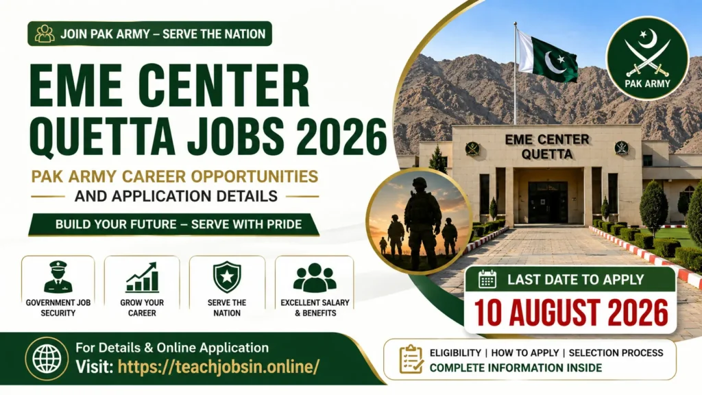 EME Center Quetta Jobs 2026 Pak Army Career Opportunities and Application Details